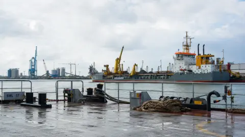 General view of deck and harbour